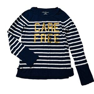 Joe Fresh Navy and Gold Striped Long Sleeve Tee